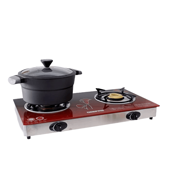 Geepas Glass Top Gas Cooker GK5602, 2 High-Efficiency Burners