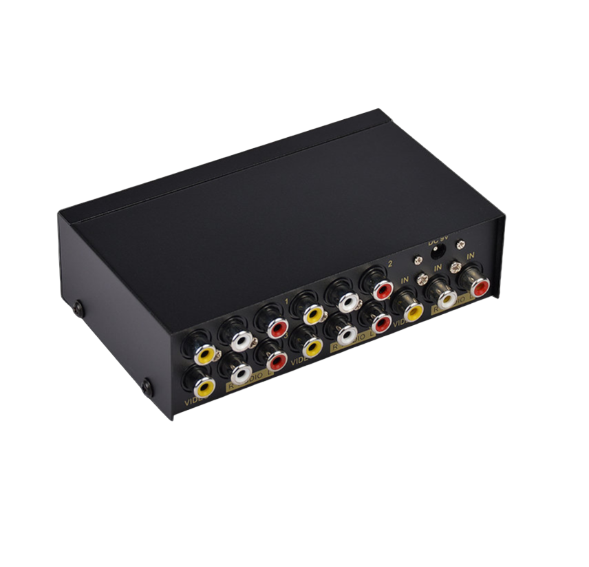 1x4 Audio Video splitter, RCA 4 Port 1 in 4 Out Audio Video Splitter - Banana