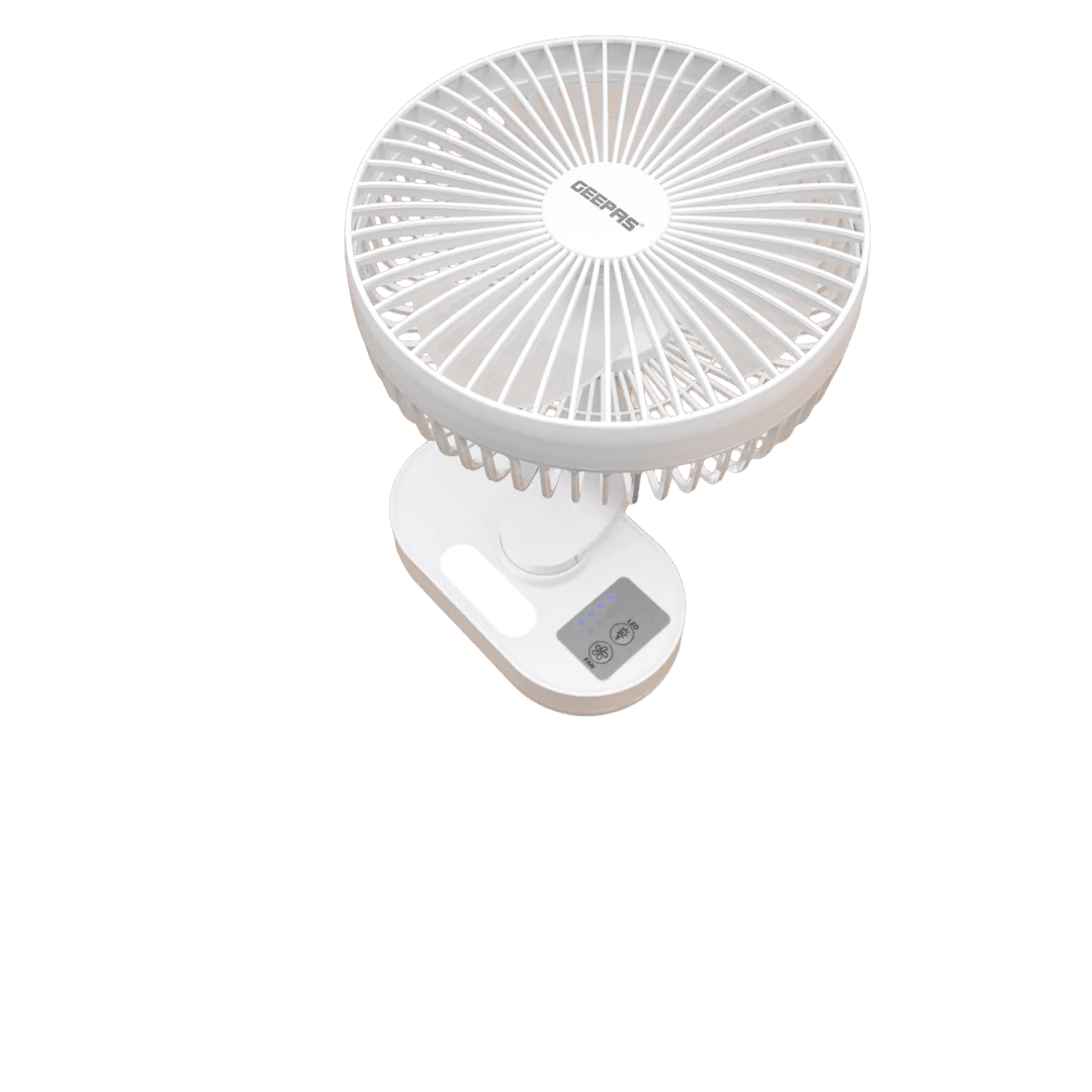 Geepas GF21157 8-Inch Rechargeable Fan with LED Night Light