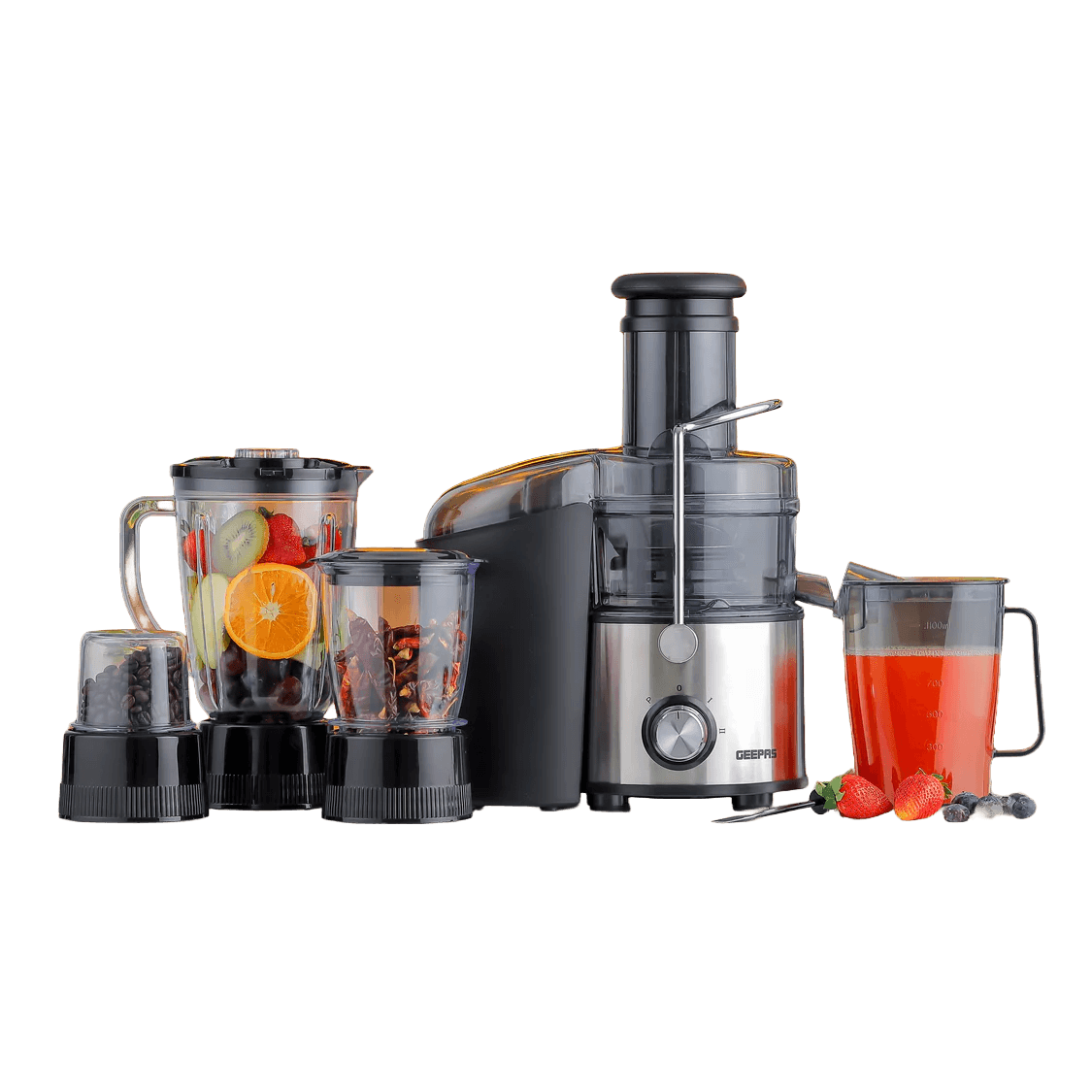 Geepas GSB44016 4-in-1 Stainless Steel Blender & Juice Extractor, 800W Motor