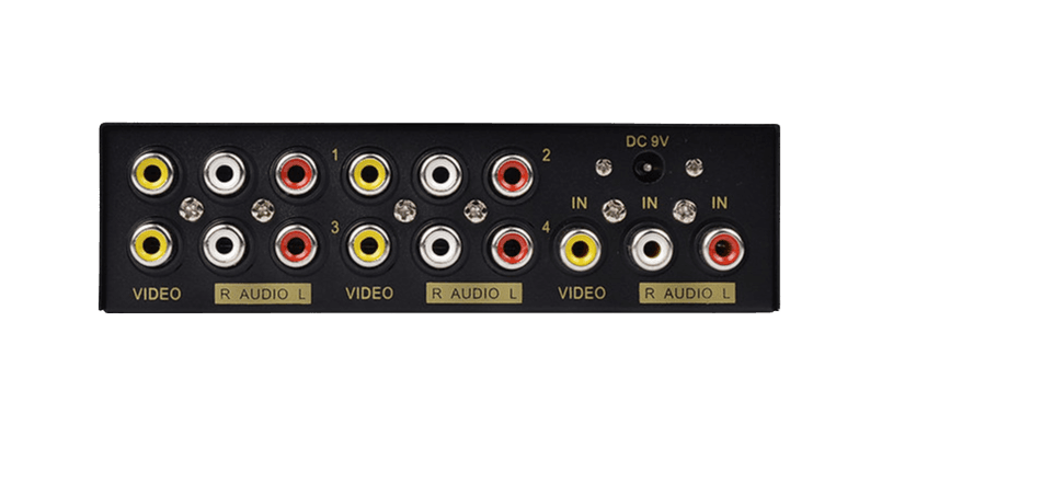 1x4 Audio Video splitter, RCA 4 Port 1 in 4 Out Audio Video Splitter - Banana