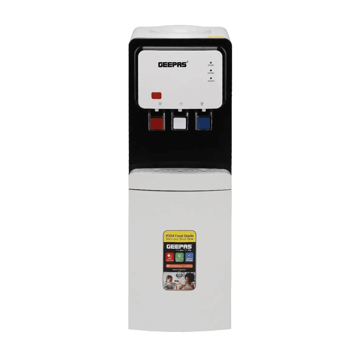 Geepas 3-Taps Top Load Water Dispenser with Bottom Cabinet GWD17019