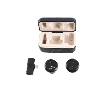 2PCS Wireless Lavalier Magnetic 2.4GHz Noise Canceling Type C Clip On LapeMicrophone with Charging Case for Video Recording Streaming Black