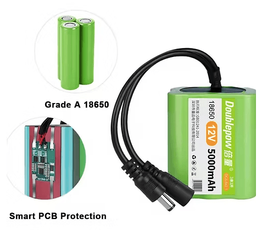 12V 5000mAh Lithium Ion Rechargeable Battery Pack
