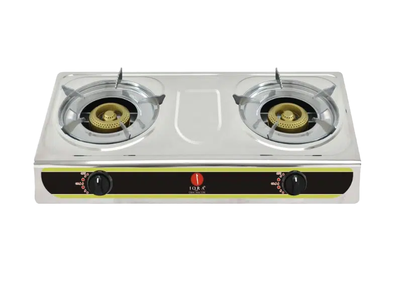 IQRA 2-Burner Gas Stove IQ-GS2BSS; Stainless Steel Body