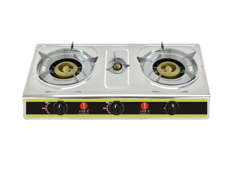 IQRA 3-Burner Gas Stove IQ-GS3BSS; Stainless Steel