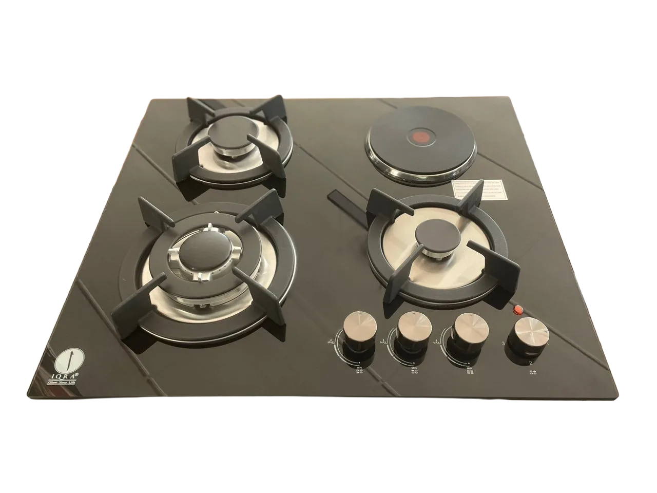 IQRA 60cm Built-in Hob; 3 Gas Burners + 1 Hotplate | IQ-KH4002EG