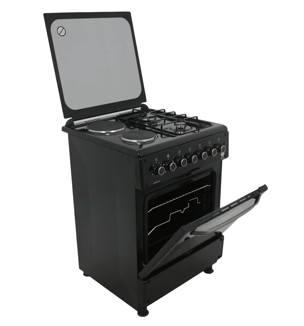 IQRA 60x60cm Cooker, 2 Gas Burners and 2 Hotplates | IQ-FC6221-BLK
