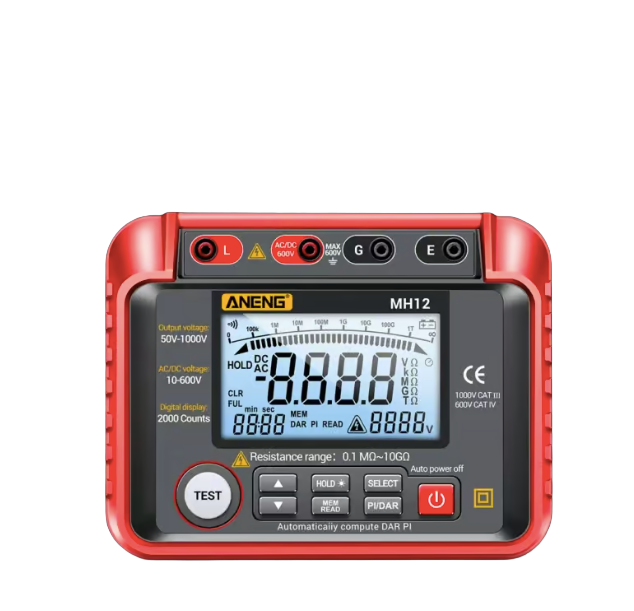 ANENG MH12 Insulation Resistance Tester – 1000V Megohmmeter with PI/DAR, AC/DC Voltmeter & Data Storage