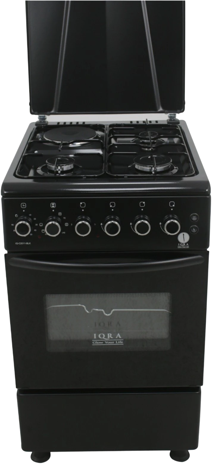 IQRA 50x60cm Freestanding Cooker, 3 Gas +1 Hotplate IQ-FC2011-BLK