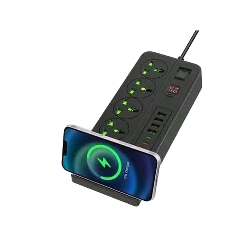 Power Plug Wireless Charging Stand Extension Board, with USB: C Type USB: B Type