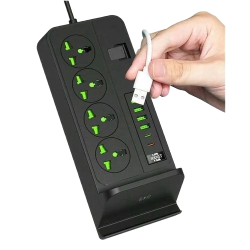 Power Plug Wireless Charging Stand Extension Board, with USB: C Type USB: B Type