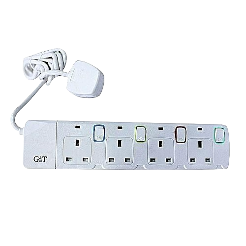G & T 4-Way 3meters Overload Protection Extension Cable Socket